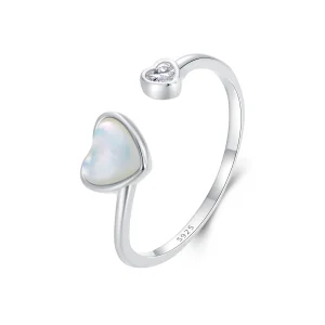 (image for) PANDORA Style Heart-Beating White Shell Open Ring - BSR520-E