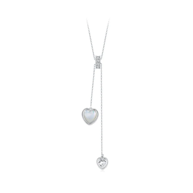 (image for) PANDORA Style Heart-Beating White Shell Y-Shaped Chain Necklace - BSN372 - Product Image
