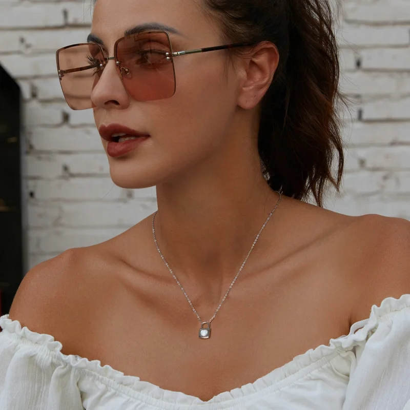 (image for) PANDORA Style Heart Lock Necklace - BSN377 - View 6