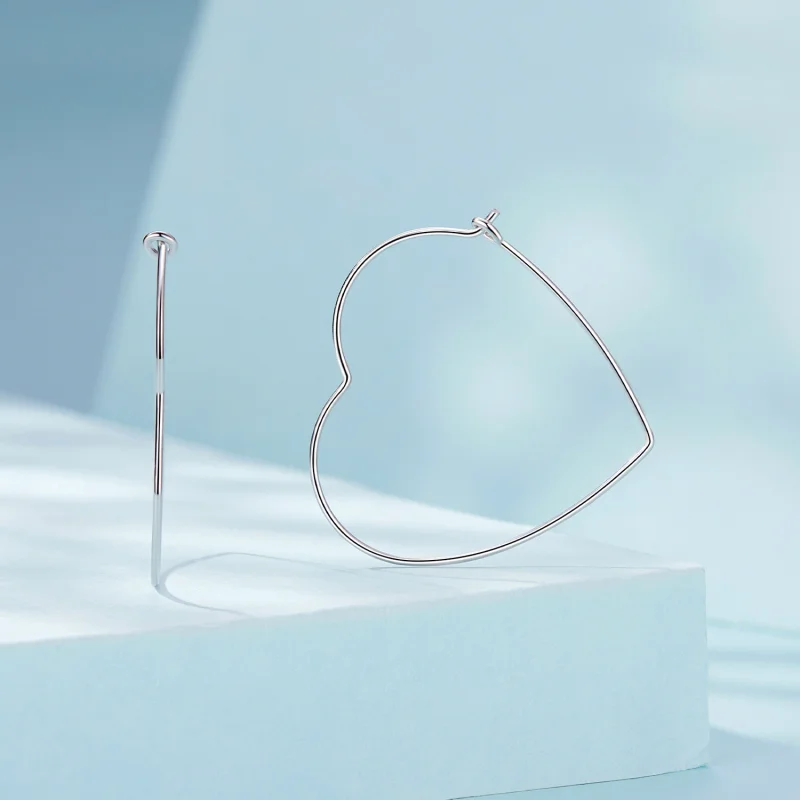 (image for) PANDORA Style Heart Shaped Simple Earrings - SCE1711 - View 2