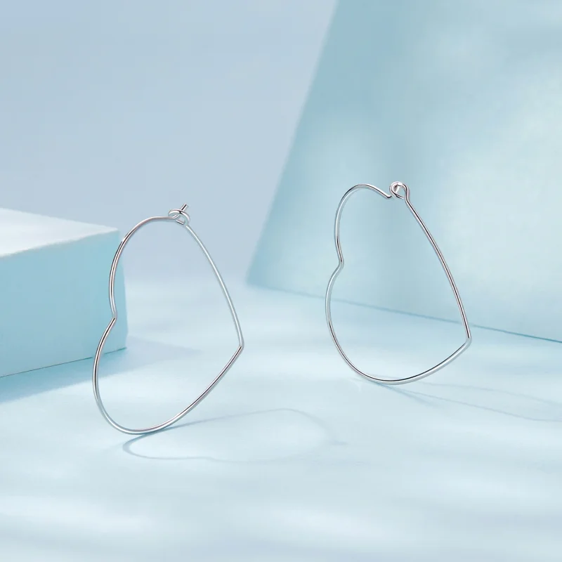 (image for) PANDORA Style Heart Shaped Simple Earrings - SCE1711 - View 3