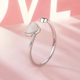PANDORA Style Heart-Beating White Shell Open Ring - BSR520-E PANDORA Style Heart-Beating White Shell Open Ring - BSR520-E