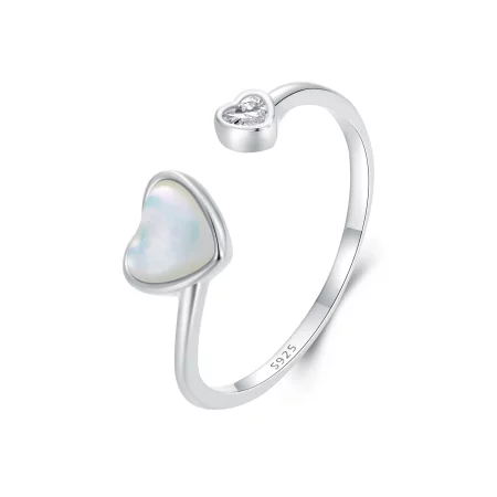 PANDORA Style Heart-Beating White Shell Open Ring - BSR520-E PANDORA Style Heart-Beating White Shell Open Ring - BSR520-E