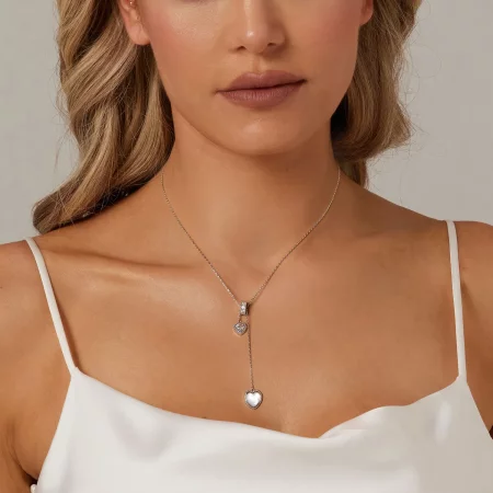 PANDORA Style Heart-Beating White Shell Y-Shaped Chain - BSN372