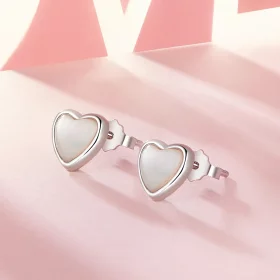 PANDORA Style Heart-Warming White Earrings - BSE969 PANDORA Style Heart-Warming White Earrings - BSE969