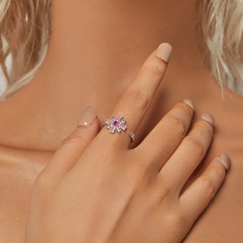 (image for) PANDORA Style Iris Cross Open Ring - BSR526-E - View 4