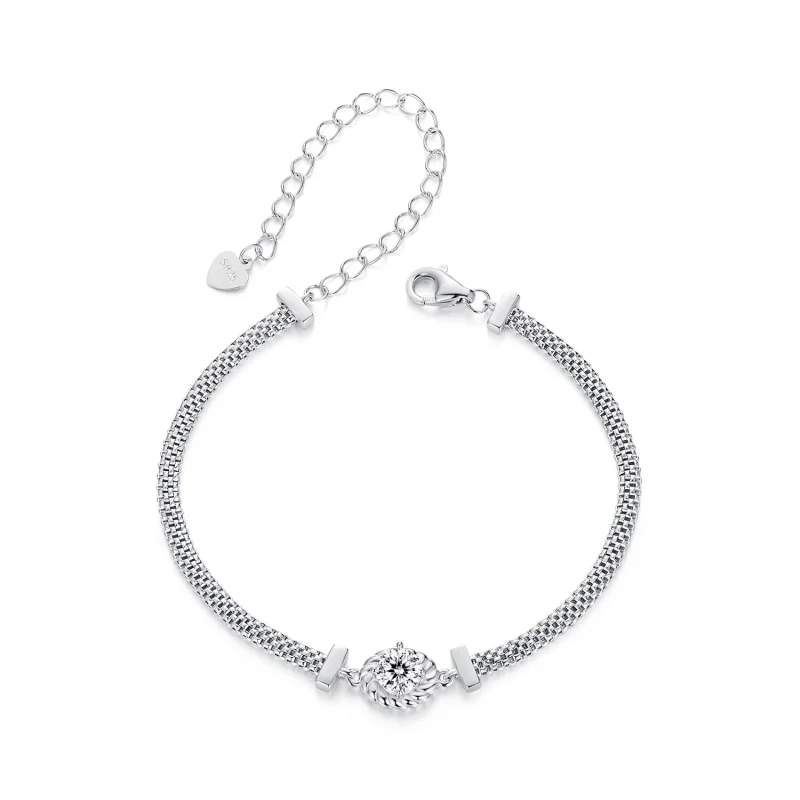 (image for) PANDORA Style Moissanite Braided Sterling Silver Bracelet (One Certificate) - MSB015 - Product Image