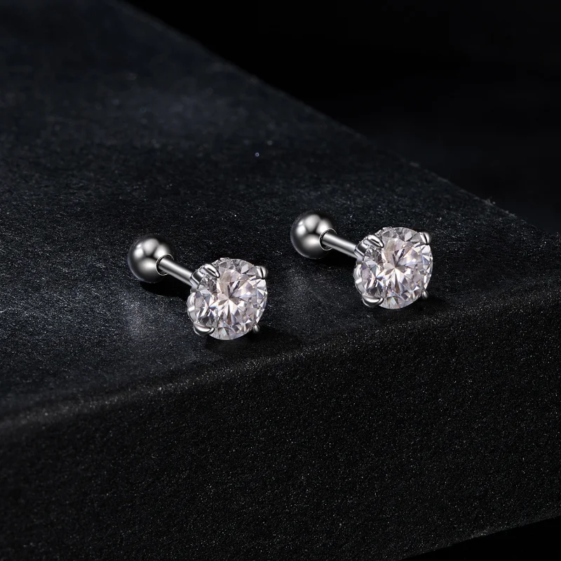 (image for) PANDORA Style Moissanite Pattern Thread Ball Earrings (Two Certificates) - MSE05 - View 2