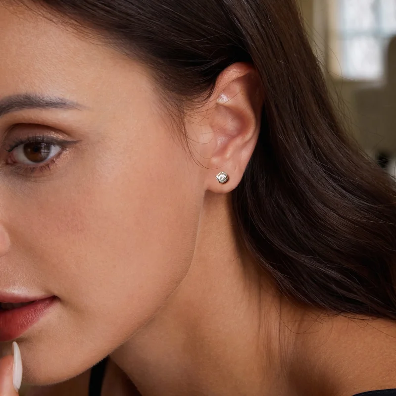 (image for) PANDORA Style Moissanite Pattern Thread Ball Earrings (Two Certificates) - MSE05 - View 7