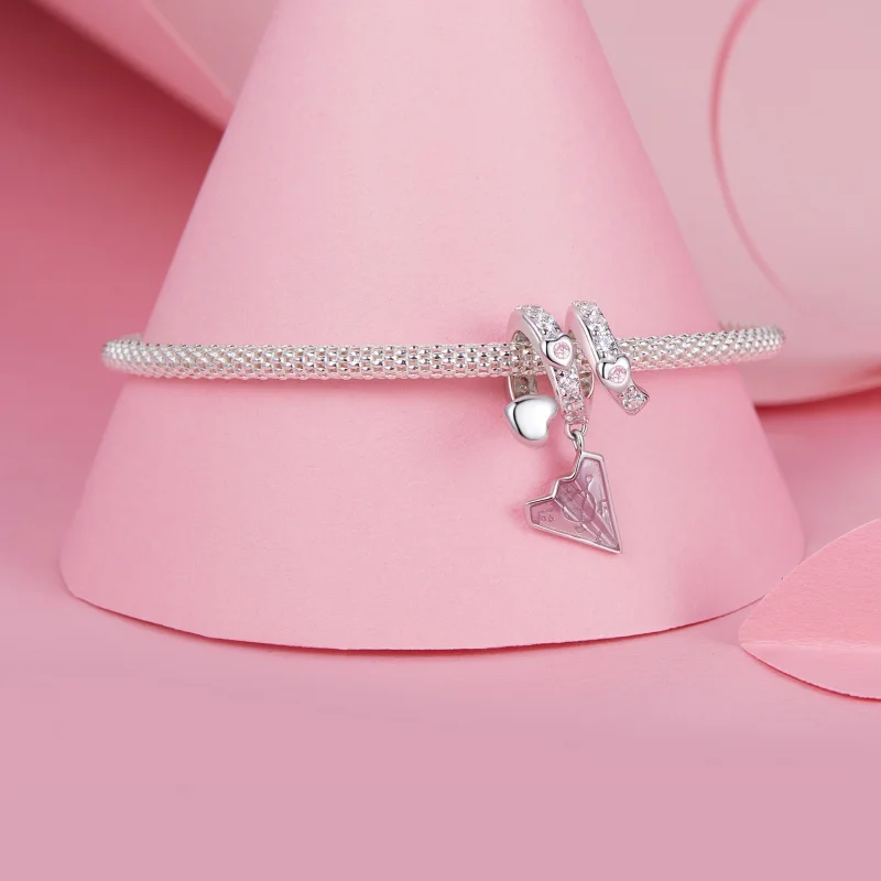 (image for) PANDORA Style Paper Plane Love Letter Dangle - BSC974 - View 3