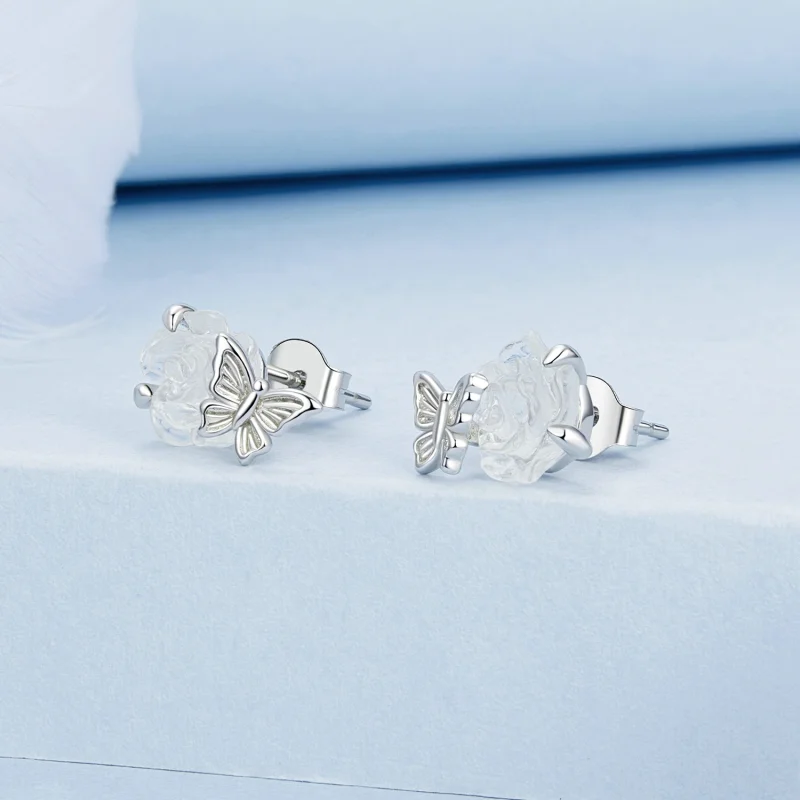 (image for) PANDORA Style Photosensitive Color Change Rose Stud Earrings- BSE978 - View 2
