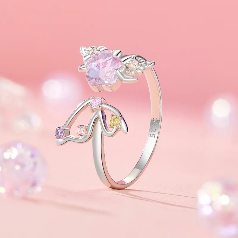 (image for) PANDORA Style Pink Butterfly Open Ring - SCR1011-E - View 2
