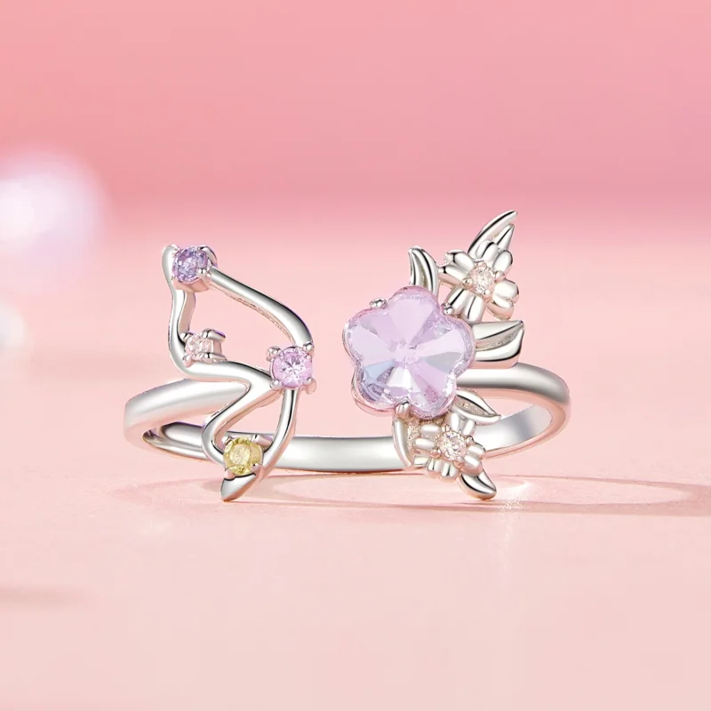 (image for) PANDORA Style Pink Butterfly Open Ring - SCR1011-E - View 3