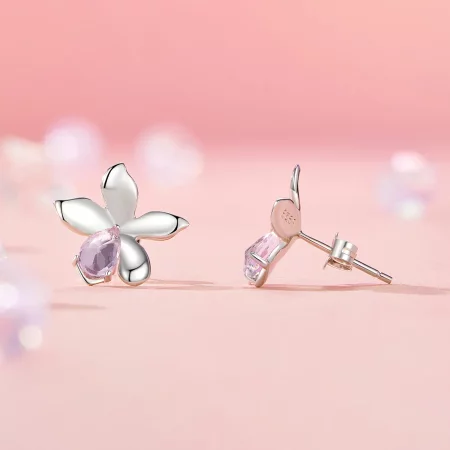 PANDORA Style Pink Flower Earrings - SCE1723