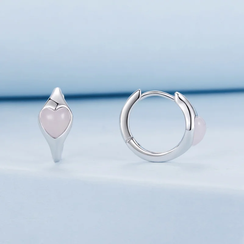 (image for) PANDORA Style Pink Heart Earrings - BSE1000 - View 2