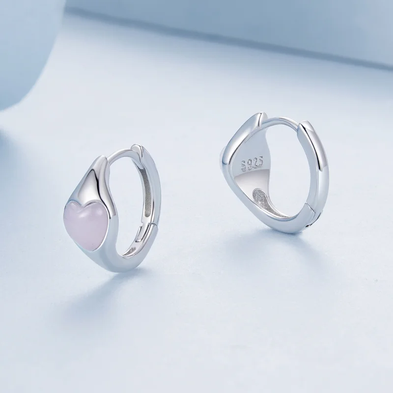 (image for) PANDORA Style Pink Heart Earrings - BSE1000 - View 3