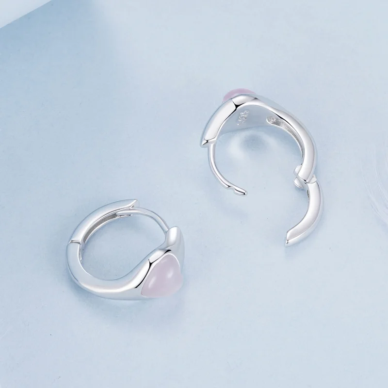 (image for) PANDORA Style Pink Heart Earrings - BSE1000 - View 4