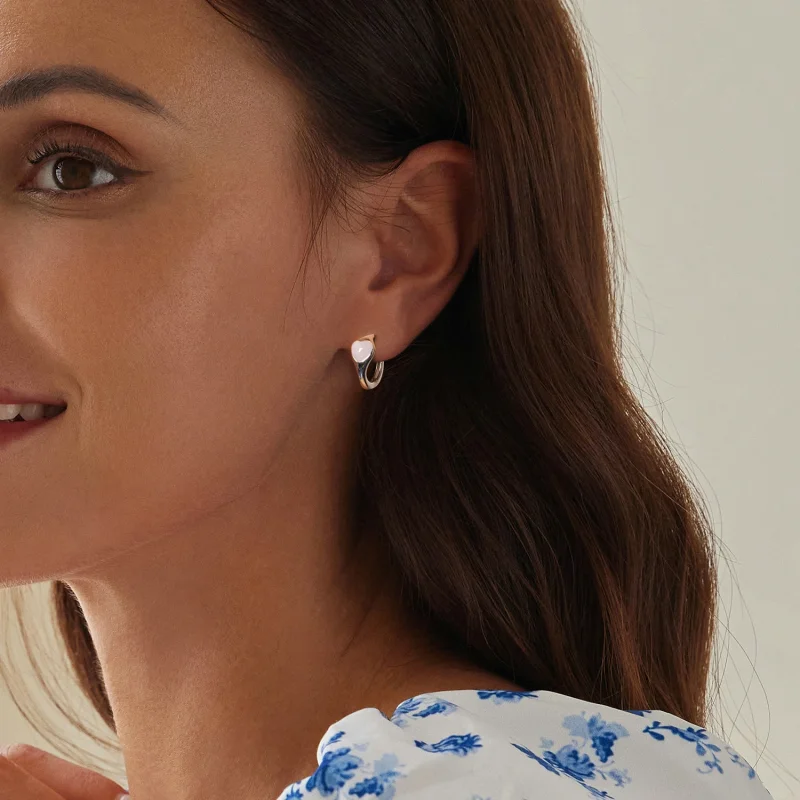 (image for) PANDORA Style Pink Heart Earrings - BSE1000 - View 8