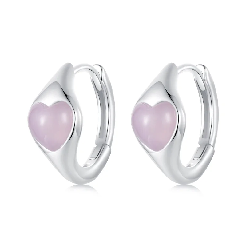 (image for) PANDORA Style Pink Heart Earrings - BSE1000 - Product Image