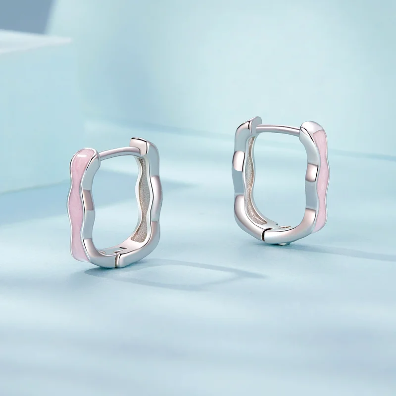 (image for) PANDORA Style Pink Square Earrings - SCE1709 - View 3