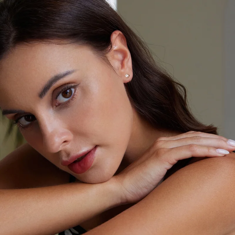 (image for) PANDORA Style Princess Moissanite Earrings (One Certificate) - MSE047-S - View 7