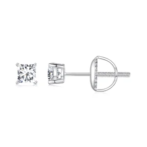 (image for) PANDORA Style Princess Moissanite Earrings (One Certificate) - MSE047-S