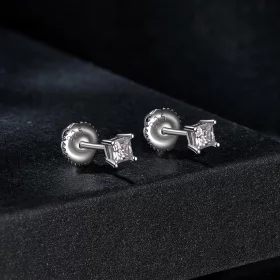 PANDORA Style Princess Moissanite Earrings (One Certificate) - MSE047-S PANDORA Style Princess Moissanite Earrings (One Certificate) - MSE047-S