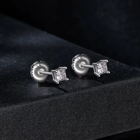 PANDORA Style Princess Moissanite Earrings (One Certificate) - MSE047-S