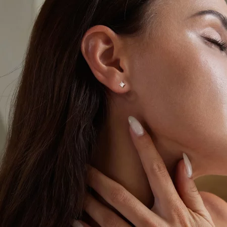 PANDORA Style Princess Moissanite Earrings (One Certificate) - MSE047-S