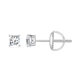 PANDORA Style Princess Moissanite Earrings (One Certificate) - MSE047-S PANDORA Style Princess Moissanite Earrings (One Certificate) - MSE047-S