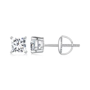 (image for) PANDORA Style Princess Moissanite Earrings (Two Certificates) - MSE047-L