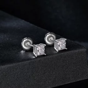 PANDORA Style Princess Moissanite Earrings (Two Certificates) - MSE047-L PANDORA Style Princess Moissanite Earrings (Two Certificates) - MSE047-L