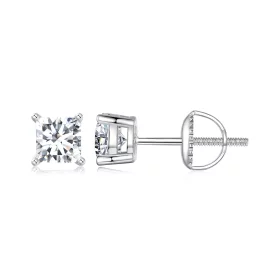 PANDORA Style Princess Moissanite Earrings (Two Certificates) - MSE047-L PANDORA Style Princess Moissanite Earrings (Two Certificates) - MSE047-L