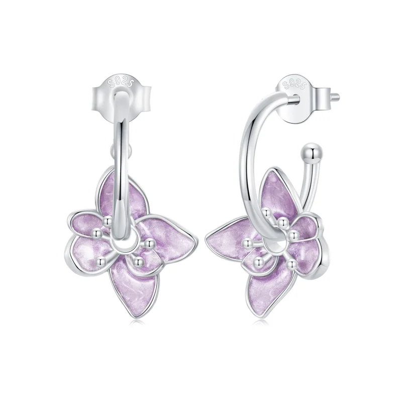 (image for) PANDORA Style Purple Flower Earrings - BSE976 - Product Image
