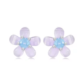 PANDORA Style Purple Flower Earrings - SCE1733 PANDORA Style Purple Flower Earrings - SCE1733