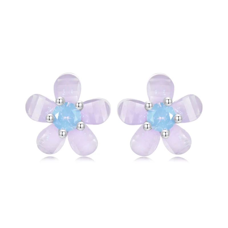 (image for) PANDORA Style Purple Flower Earrings - SCE1733 - Product Image
