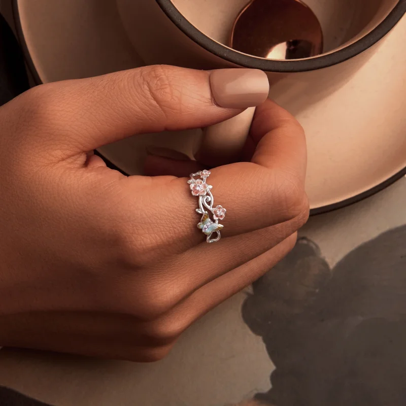 (image for) PANDORA Style Romantic Sakura Butterfly Open Ring - BSR538-E - View 5