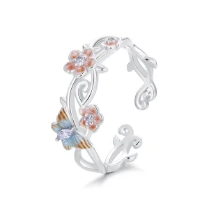 (image for) PANDORA Style Romantic Sakura Butterfly Open Ring - BSR538-E