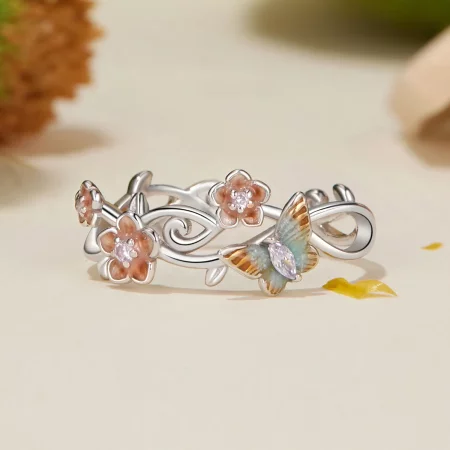 PANDORA Style Romantic Sakura Butterfly Ring - BSR538-E