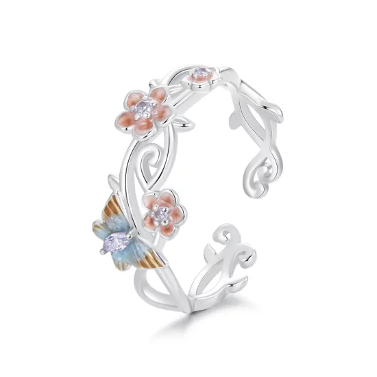 PANDORA Style Romantic Sakura Butterfly Ring - BSR538-E