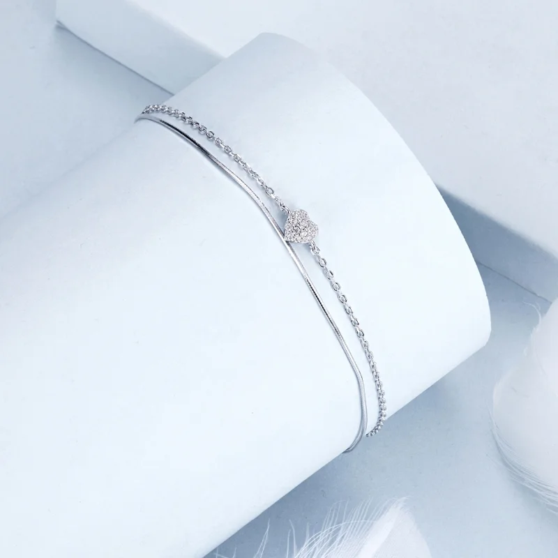 (image for) PANDORA Style Shining Heart Double Layer Bracelet - BSB169 - View 2