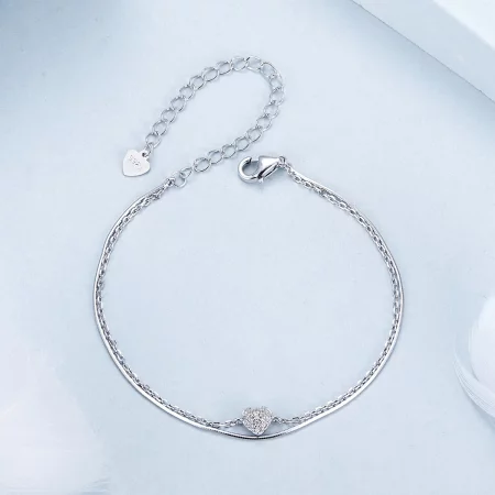 PANDORA Style Shining Heart Double Layer Bracelet - BSB169