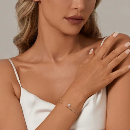 PANDORA Style Shining Heart Double Layer Bracelet - BSB169