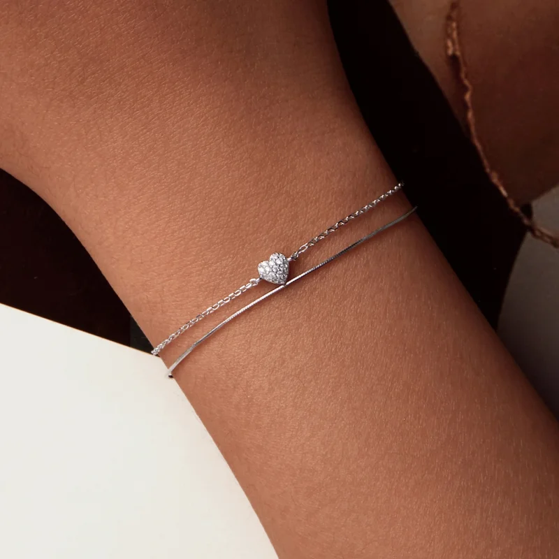 (image for) PANDORA Style Shining Heart Double Layer Bracelet - BSB169 - View 7