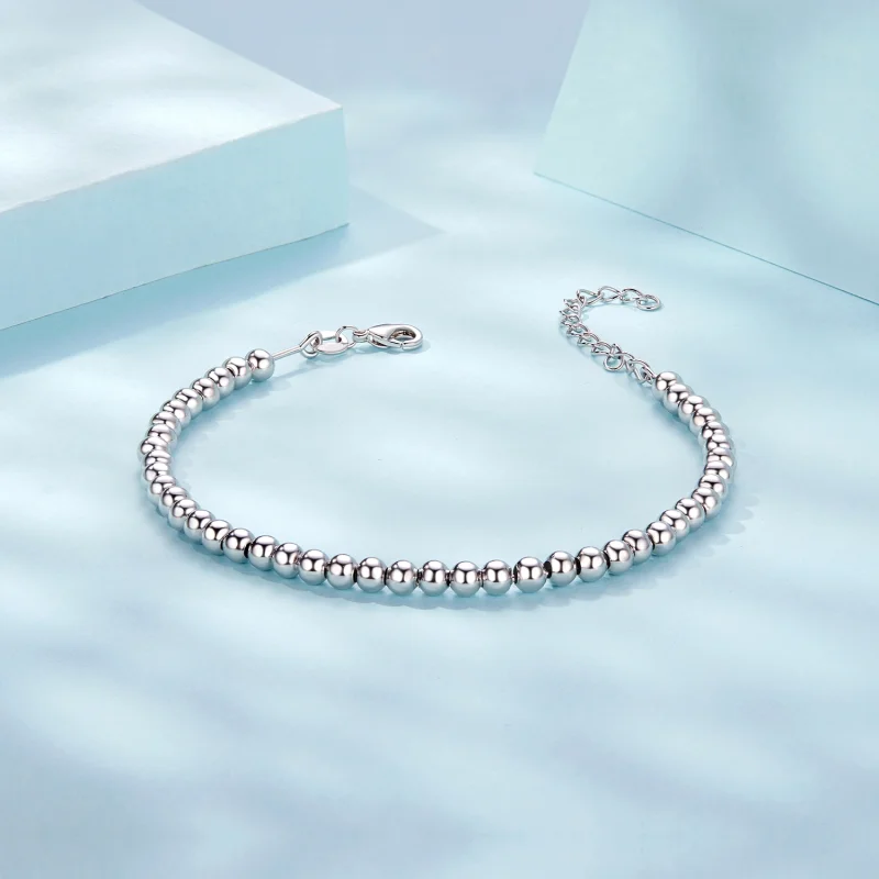 (image for) PANDORA Style Silver Beads DIY Basic Chain Bracelet - SCB267 - View 4
