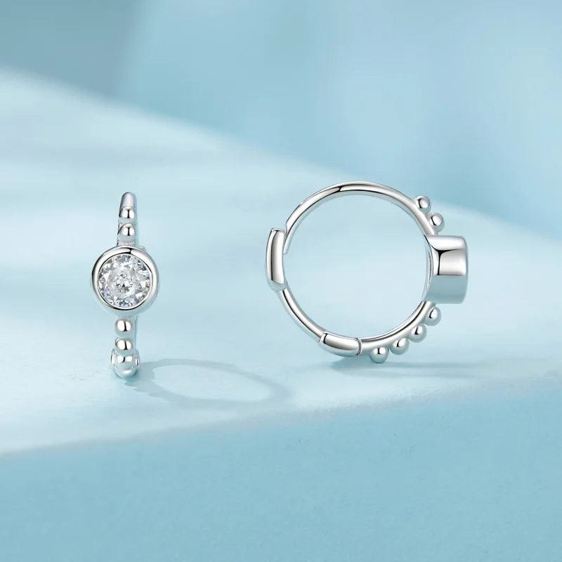 (image for) PANDORA Style Simple Sterling Silver Bead Earrings - SCE1731 - View 2