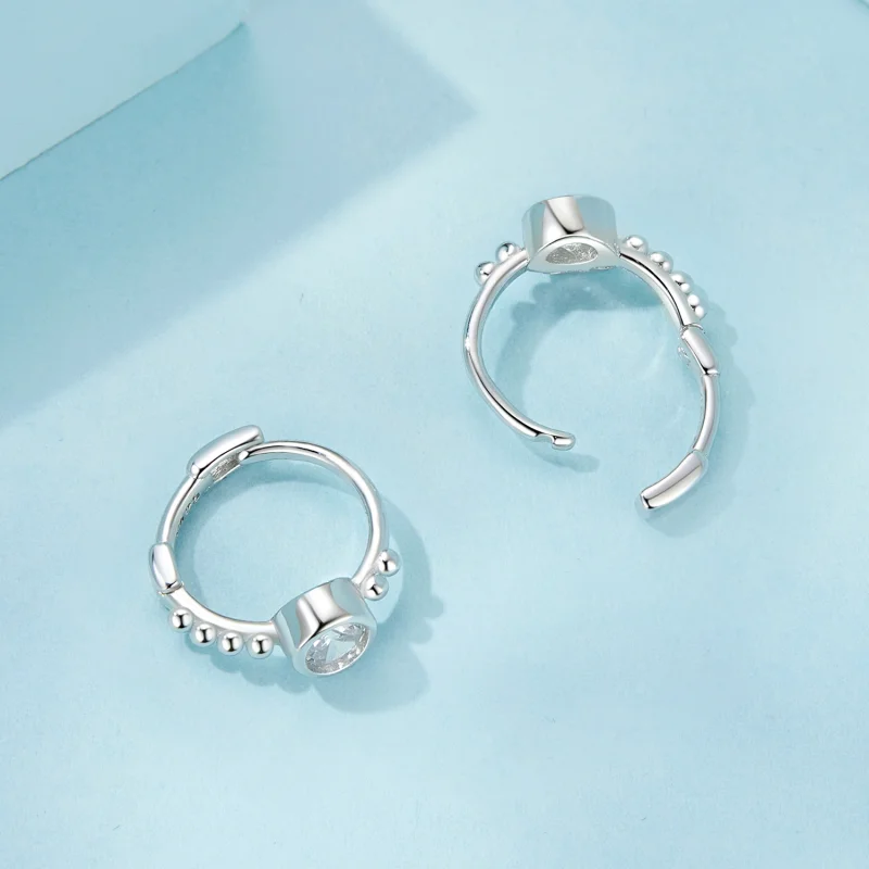 (image for) PANDORA Style Simple Sterling Silver Bead Earrings - SCE1731 - View 4