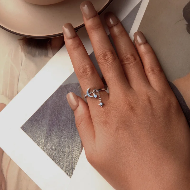 (image for) PANDORA Style Star And Moon Chain Open Ring - BSR548-E - View 4