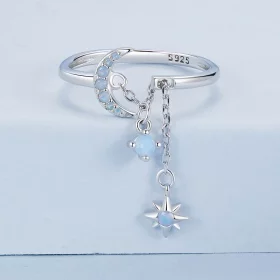 PANDORA Style Star And Moon Chain Ring - BSR548-E PANDORA Style Star And Moon Chain Ring - BSR548-E