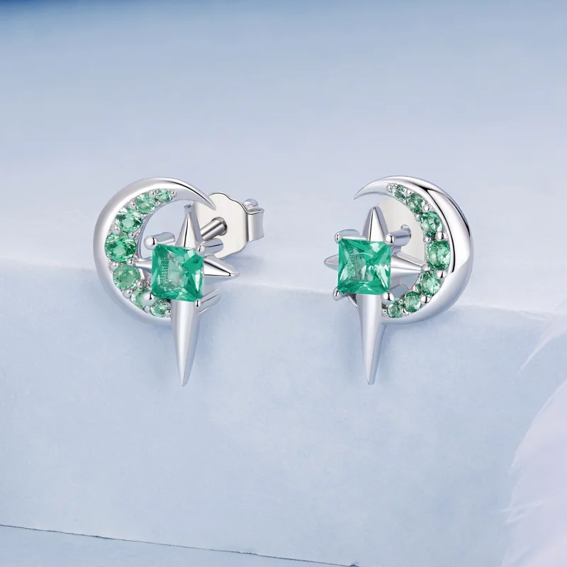 (image for) PANDORA Style Star And Moon Earrings - BSE972 - View 2